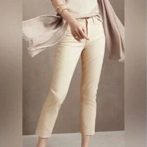 Banana Republic Ecru High Rise Straight Denim Ankle Jeans Raw Hem, NWOT, Size 30